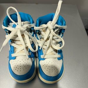 Blue and White High-Top Sneakers